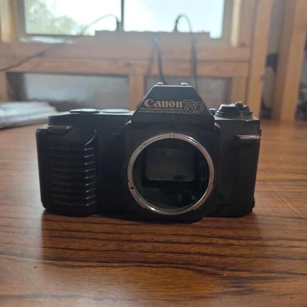 Canon T50 35mm SLR Film Camera Body Black Programmed Automation Untested